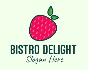 Red Organic Strawberry logo design