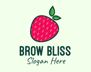 Red Organic Strawberry logo design