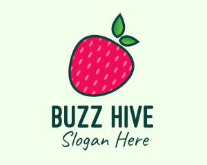 Red Organic Strawberry logo design