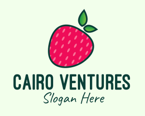 Red Organic Strawberry logo design