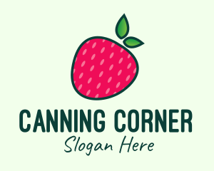 Red Organic Strawberry logo design