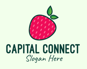 Red Organic Strawberry logo design