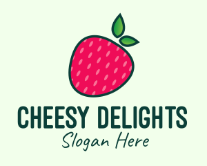 Red Organic Strawberry logo design