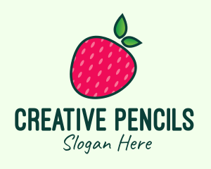 Red Organic Strawberry logo design