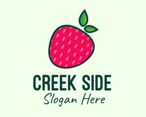 Red Organic Strawberry logo design