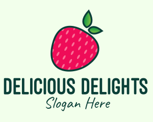 Red Organic Strawberry logo design