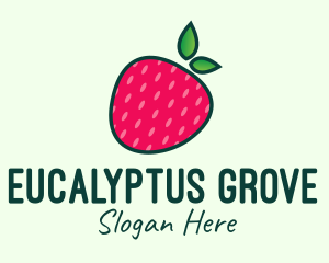 Red Organic Strawberry logo design