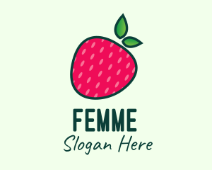 Red Organic Strawberry logo design