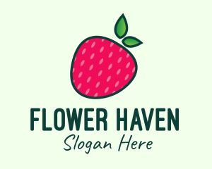 Red Organic Strawberry logo design