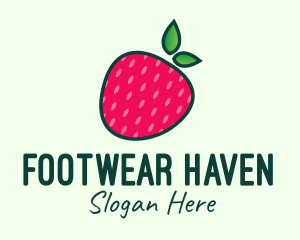 Red Organic Strawberry logo design