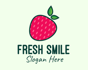 Red Organic Strawberry logo design