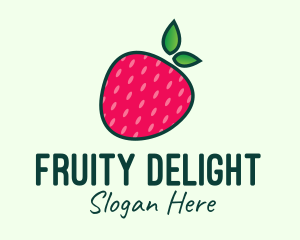 Red Organic Strawberry logo design