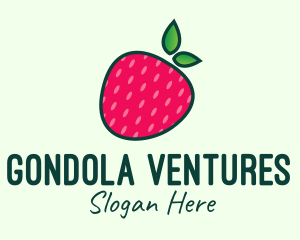 Red Organic Strawberry logo design