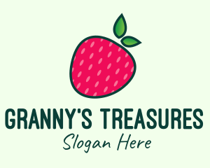 Red Organic Strawberry logo design