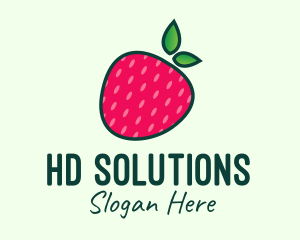 Red Organic Strawberry logo design