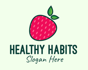 Red Organic Strawberry logo design