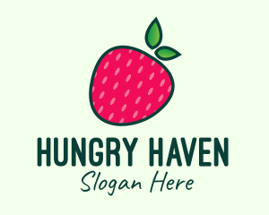 Red Organic Strawberry logo design