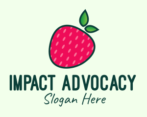 Red Organic Strawberry logo design