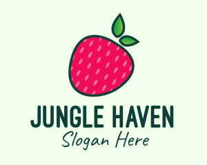 Red Organic Strawberry logo design