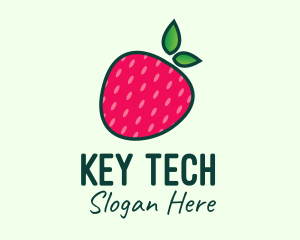 Red Organic Strawberry logo design