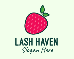 Red Organic Strawberry logo design