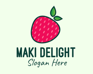 Red Organic Strawberry logo design