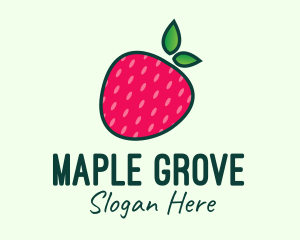 Red Organic Strawberry logo design