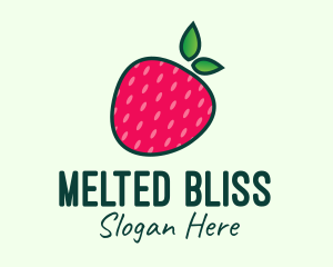 Red Organic Strawberry logo design