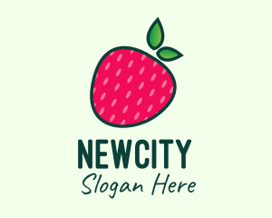 Red Organic Strawberry logo design