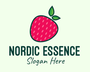 Red Organic Strawberry logo design