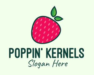 Red Organic Strawberry logo design