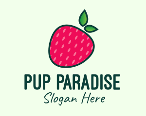 Red Organic Strawberry logo design