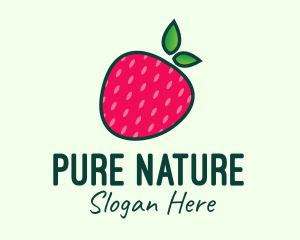 Organic - Red Organic Strawberry logo design