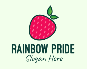 Red Organic Strawberry logo design