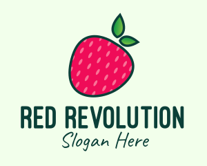 Red Organic Strawberry logo design