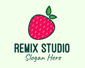 Red Organic Strawberry logo design