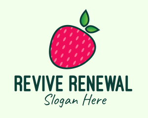 Red Organic Strawberry logo design