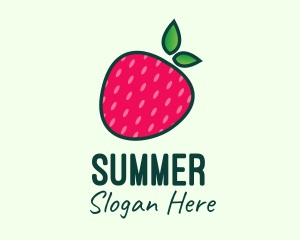 Red Organic Strawberry logo design