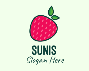 Red Organic Strawberry logo design