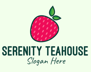 Red Organic Strawberry logo design