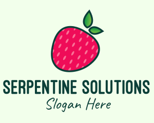 Red Organic Strawberry logo design