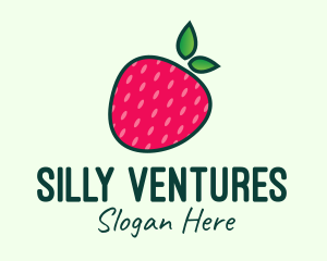 Red Organic Strawberry logo design