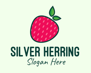 Red Organic Strawberry logo design