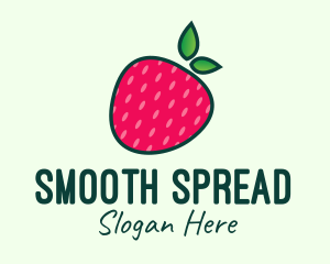 Red Organic Strawberry logo design