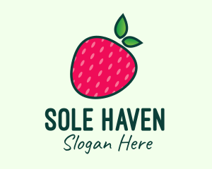 Red Organic Strawberry logo design