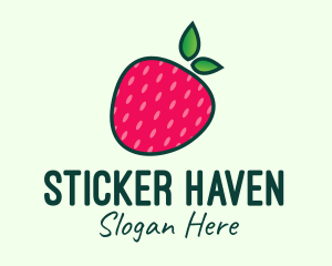 Red Organic Strawberry logo design