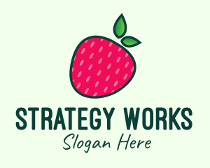 Red Organic Strawberry logo design