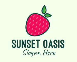 Red Organic Strawberry logo design