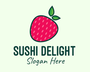 Red Organic Strawberry logo design