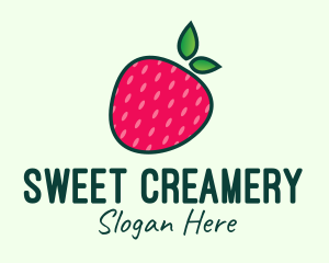 Red Organic Strawberry logo design